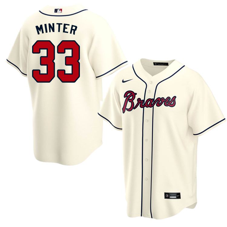 Nike Men #33 A.J. Minter Atlanta Braves Baseball Jerseys Sale-Cream